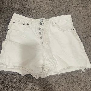 Abercrombie White Denim Dad Shorts